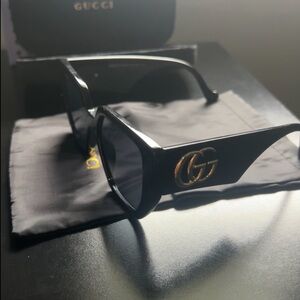 Gucci Black Sunglasses with Gold with box